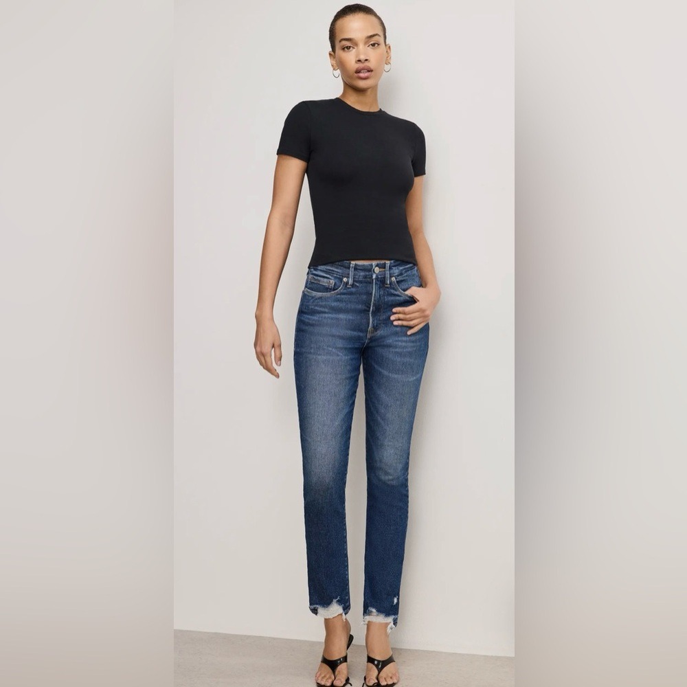 NWT Good Legs Chewed Hem Ankle Straight Leg Jeans Indigo765 Size 25/0